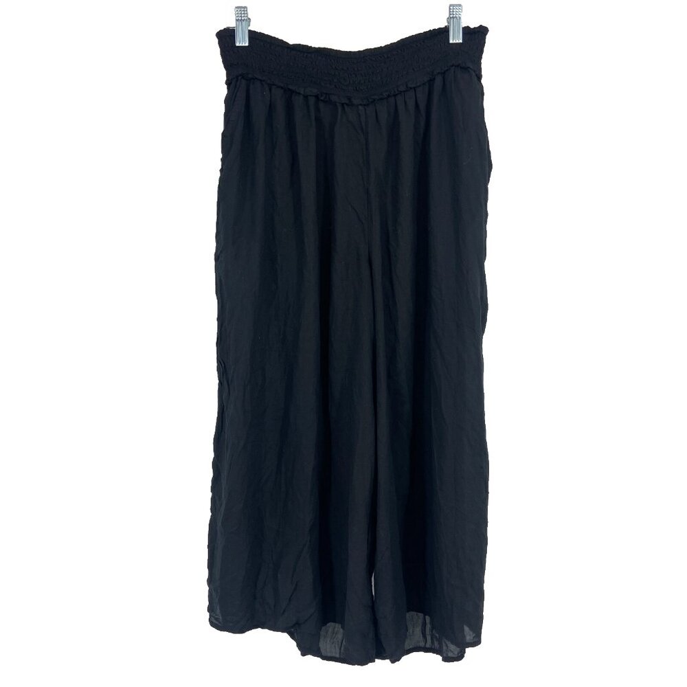 Aritzia Wilfred Women M Wide Leg Pant Crop Gaucho Sheer Pull On La Boheme Black